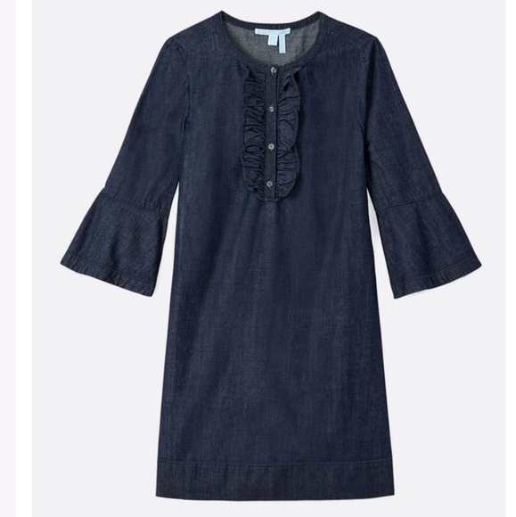 Draper James Chambray Ruffle Bell Sleeves Shift Dress Women's 4 NWT - Picture 5 of 10